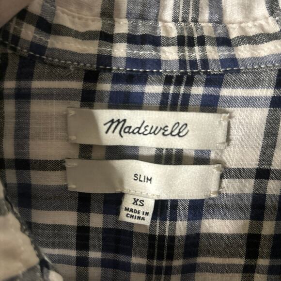 Madewell Slim Ex-Boyfriend Plaid Button Down Shirt XS Academia Classic Preppy - Picture 12 of 12